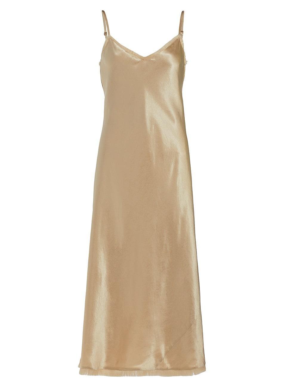 Womens Frayed Satin Bias-Cut Slipdress Product Image