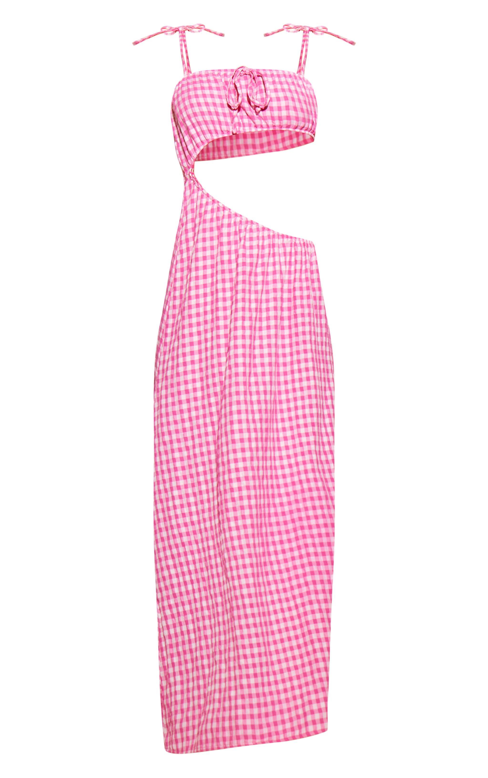 Pink Gingham Cut Out Maxi Dress product image