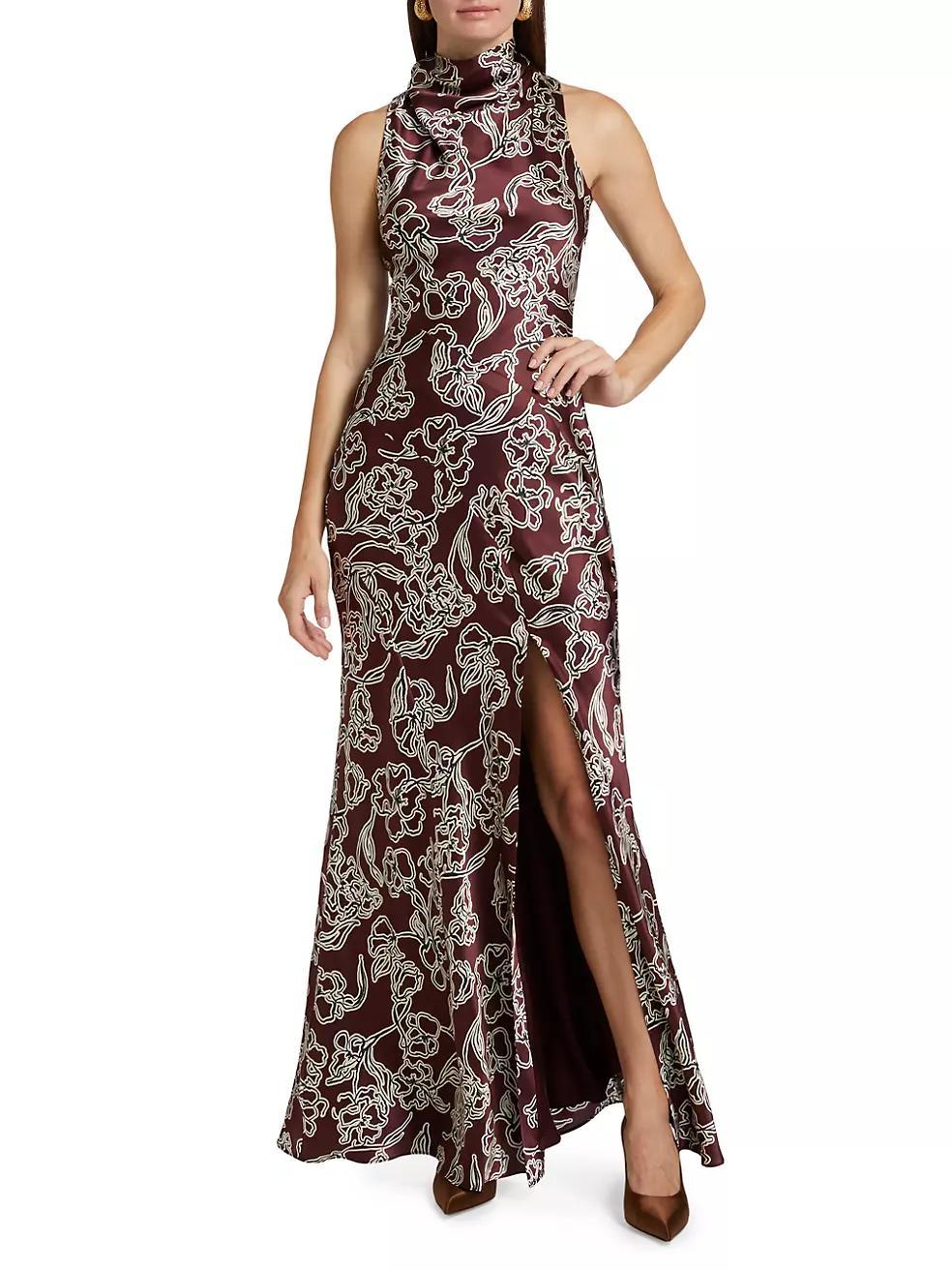 Demi Floral Silk Sleeveless Maxi-Dress Product Image