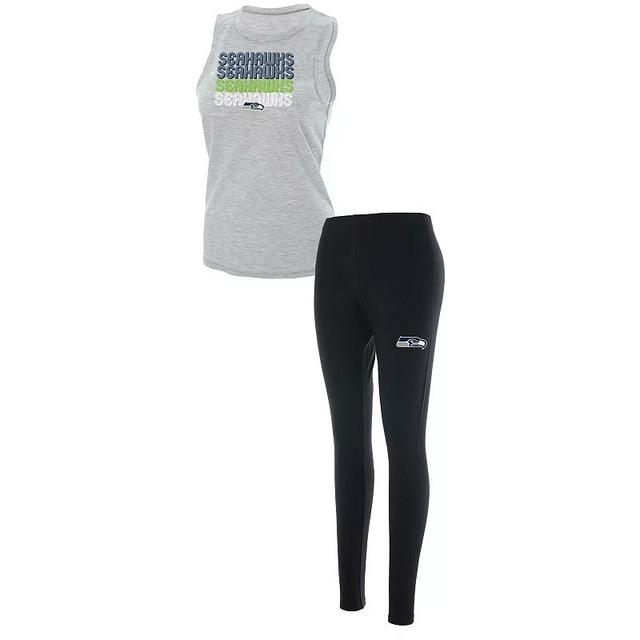 Womens Concepts Sport Heathered Gray/Black Seattle Seahawks Profound Tank Top & Leggings Sleep Set Product Image