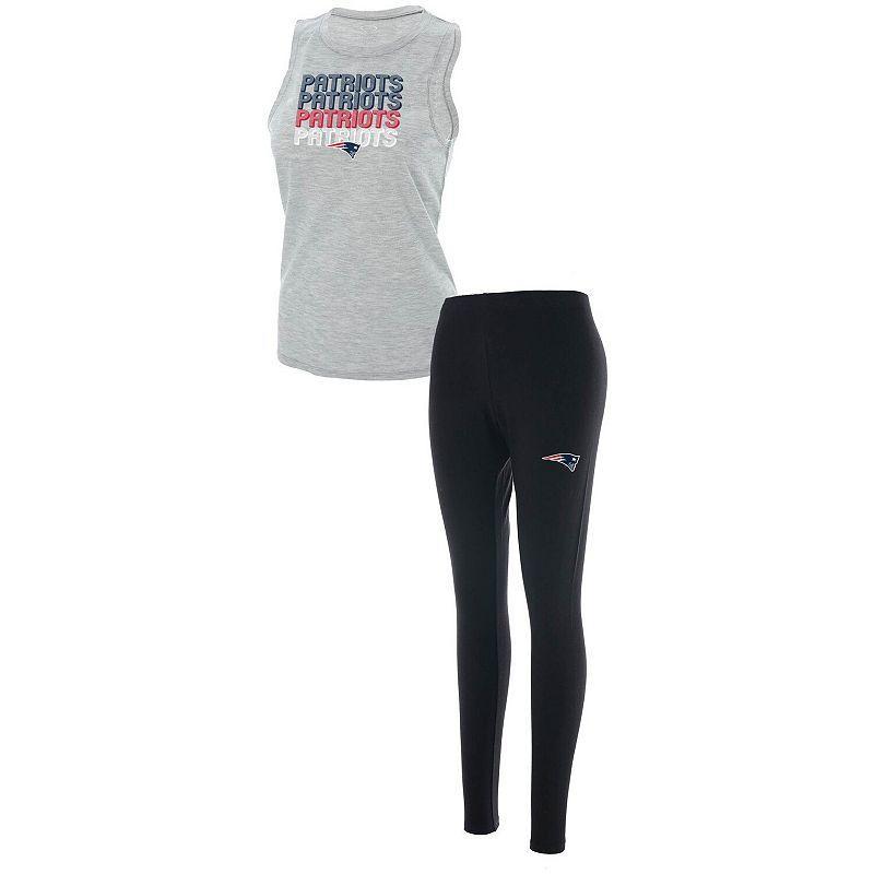 Womens Concepts Sport Heathered Gray/Black New England Patriots Profound Tank Top & Leggings Sleep Set Product Image