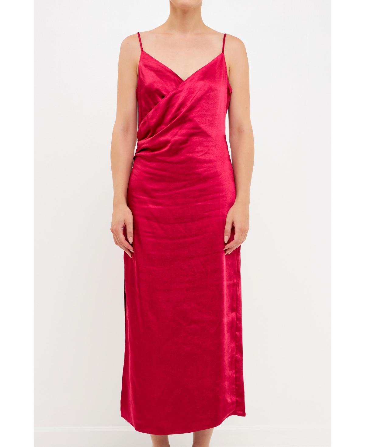 Womens Satin Wrap Midi Dress Product Image