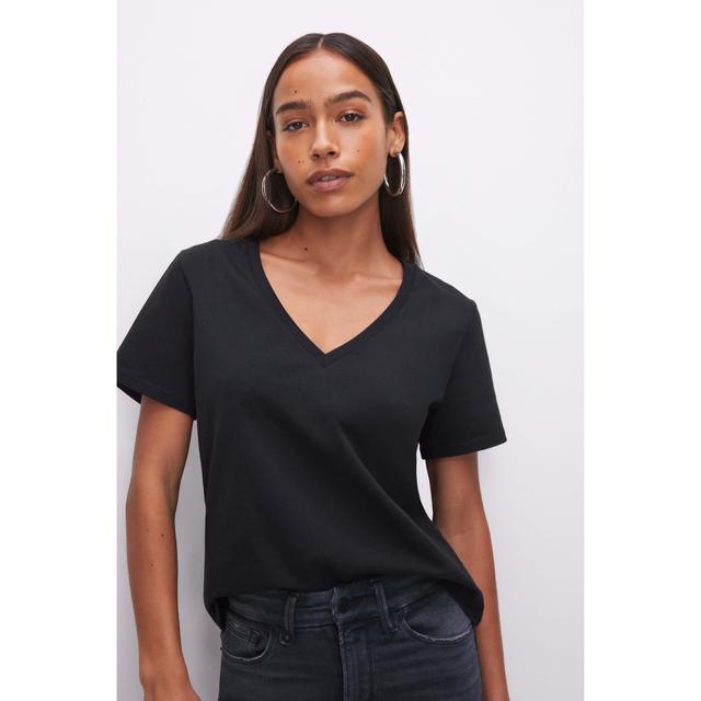 Womens Cotton Classic V-Neck T-Shirt | Black, Size 4XL | Good American by Khlo Kardashian Product Image