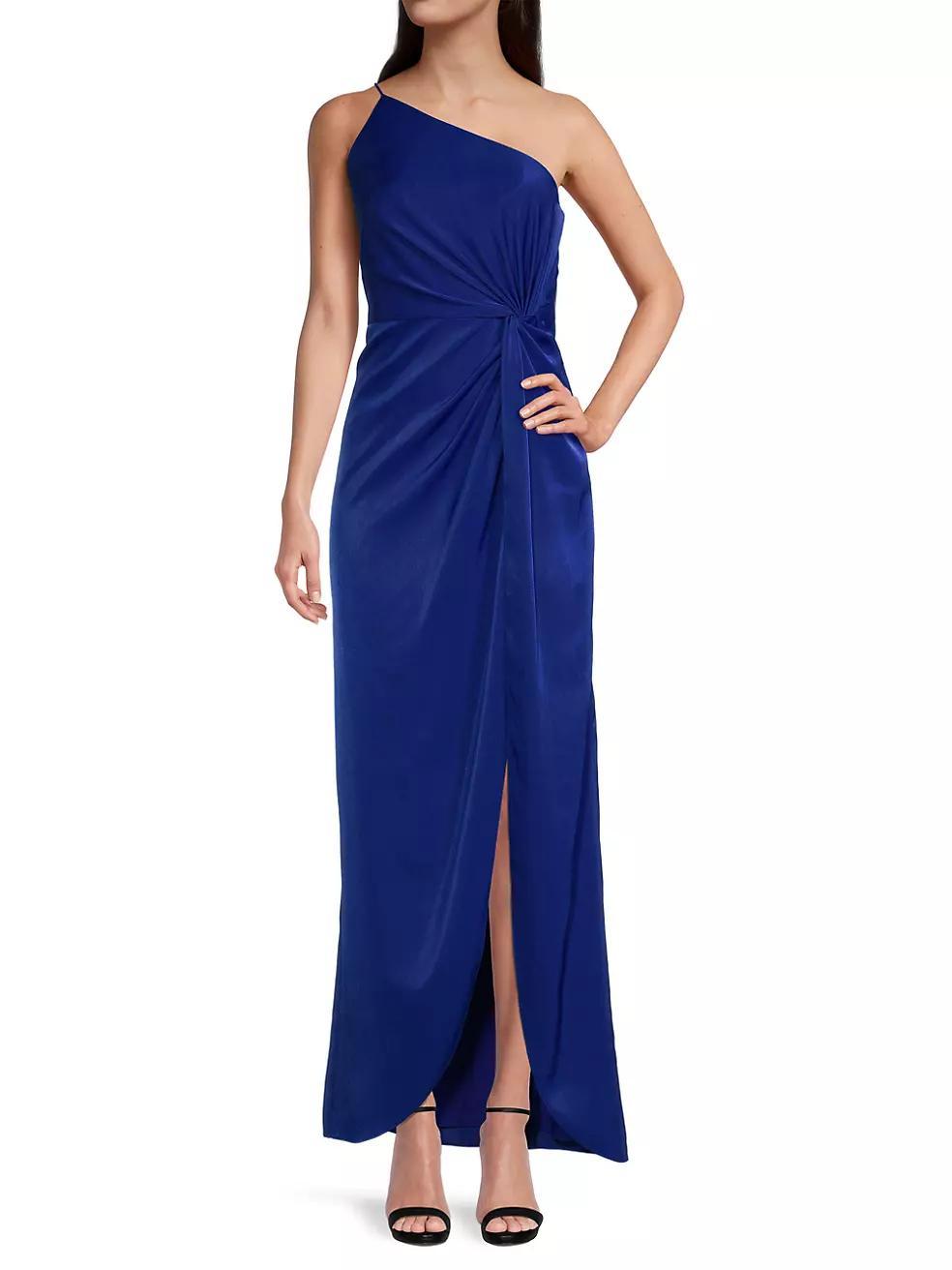 Asymmetric Charmeuse Slit Gown Product Image