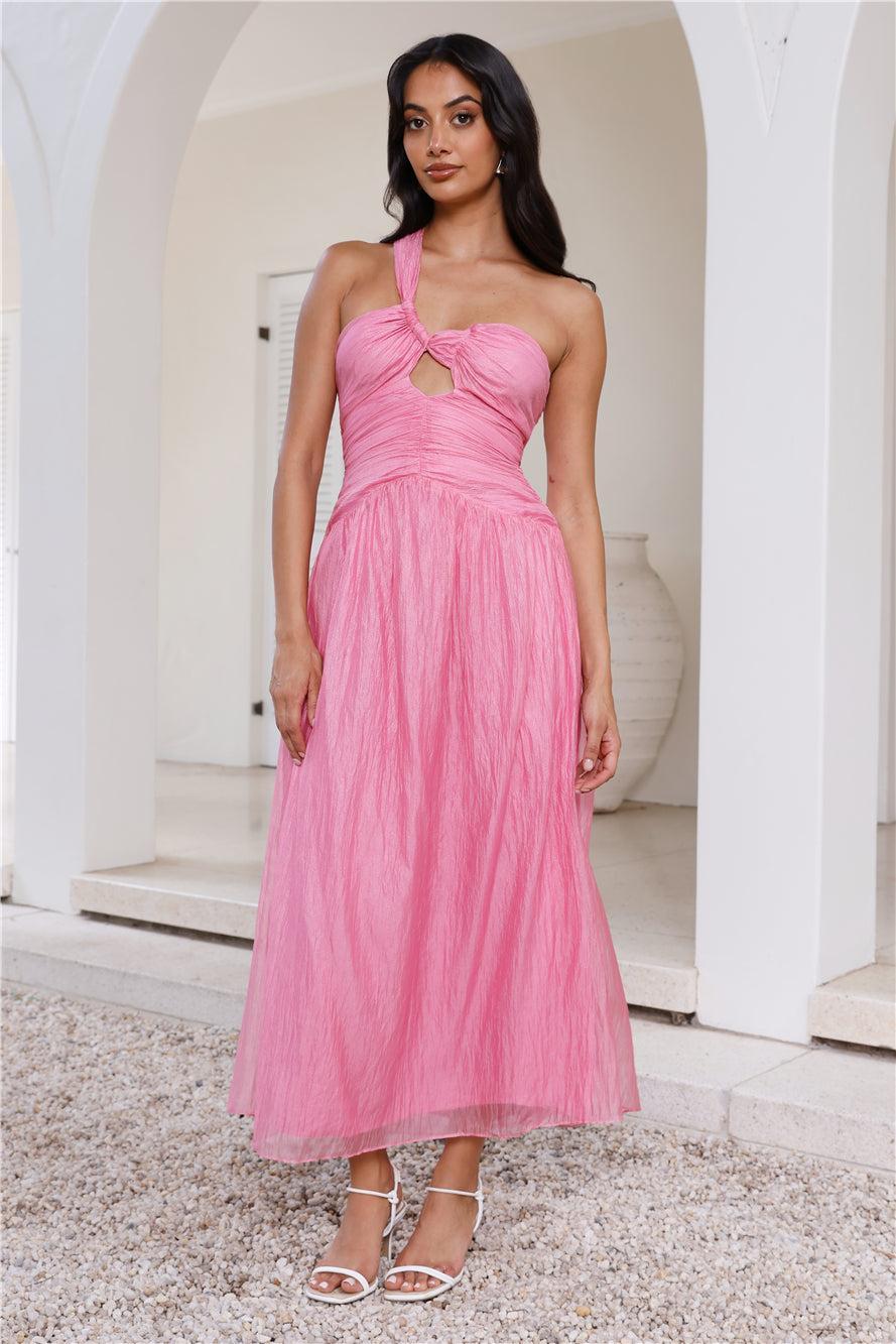 Happiest One Shoulder Maxi Dress Pink Product Image