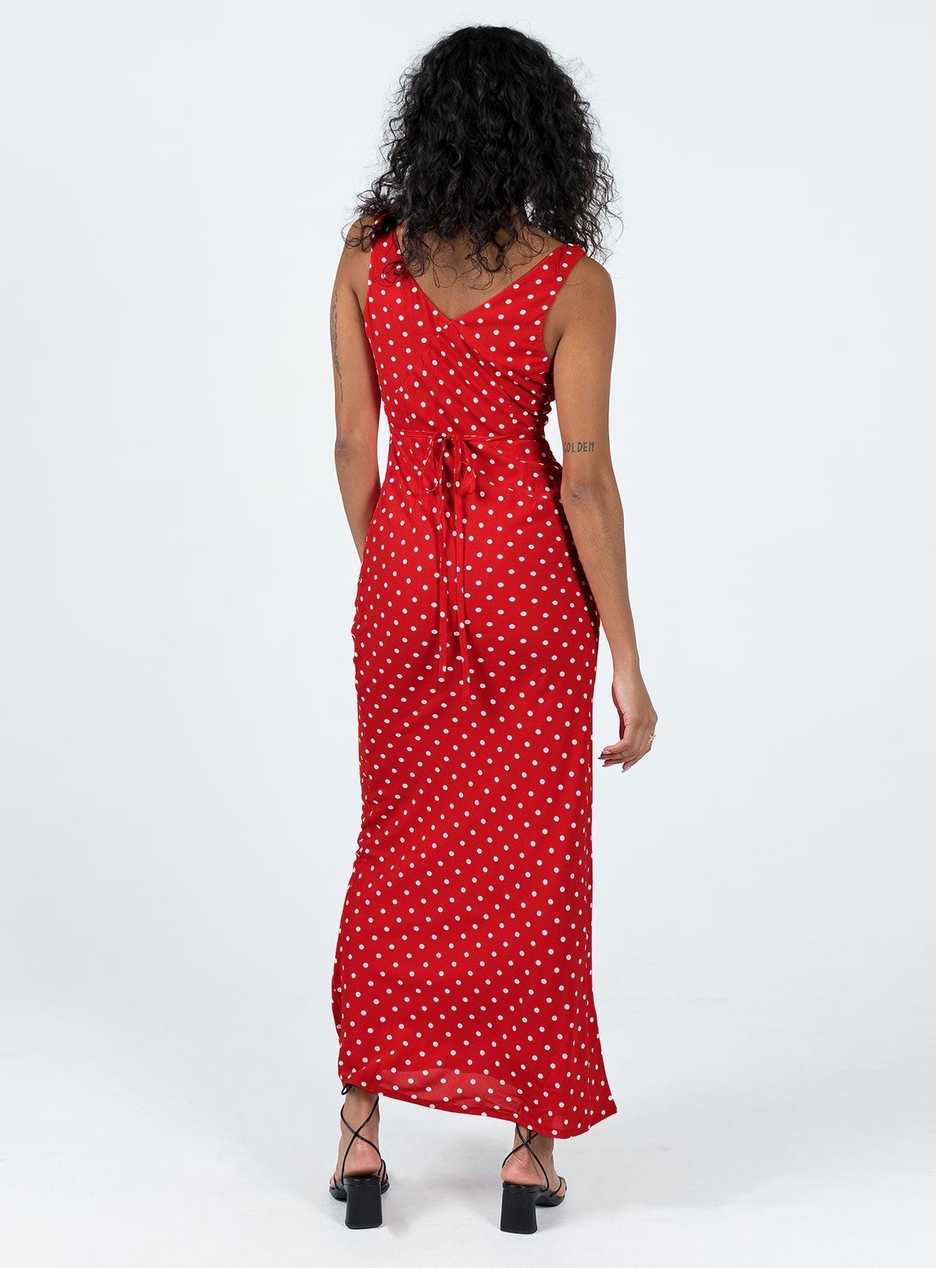 Nellie Maxi Dress Red Polka Dot Product Image