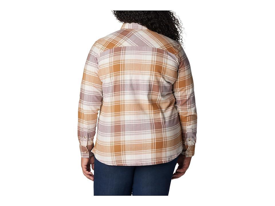 Columbia Plus Size Calico Basin Flannel Long Sleeve Shirt (Faded Peach Dimensional Buffalo) Women's Clothing Product Image