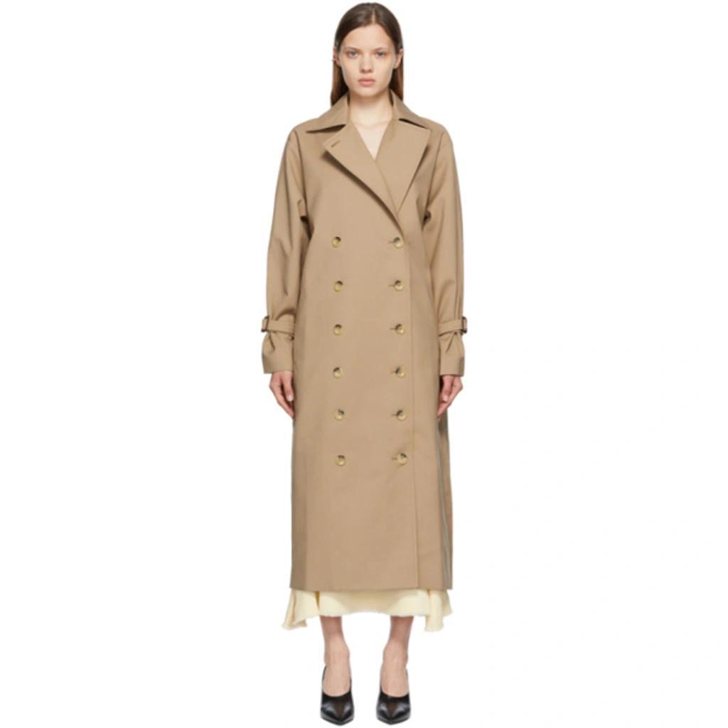 TOTÊME Pisa Double-breasted Cotton-blend Trench Coat In Khaki Product Image