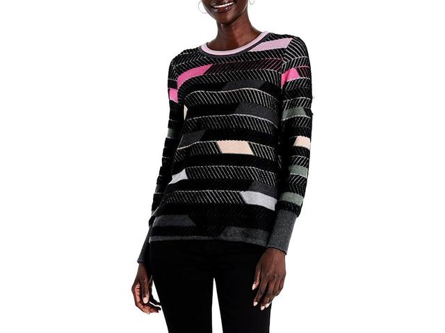 NIC+ZOE Shaded Stripes Sweater Multi) Women's Clothing Product Image