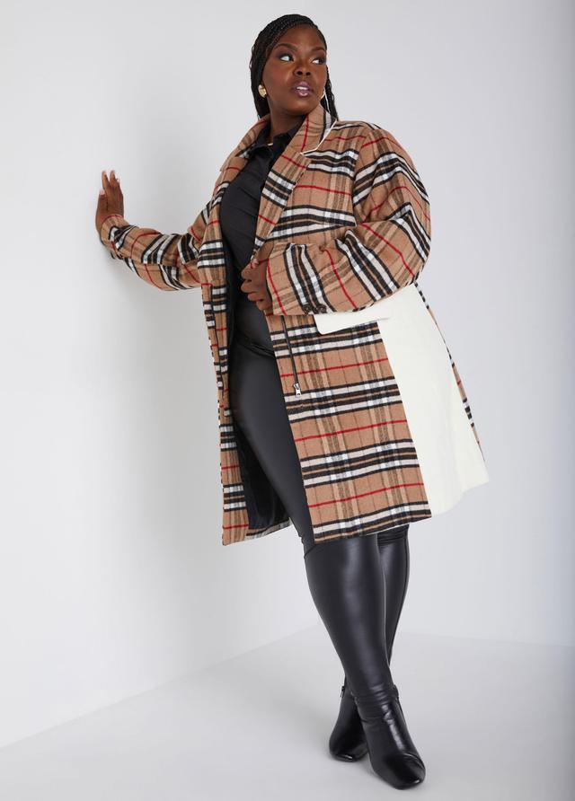 Plus Size Plaid Flannel Coat Ashley Stewart Product Image