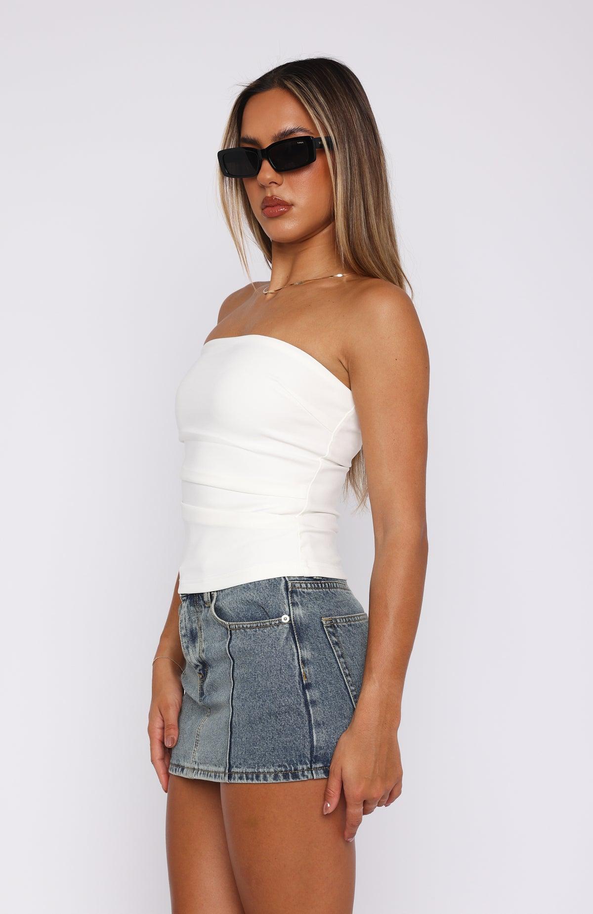 Right In Front Of Me Strapless Top White Product Image