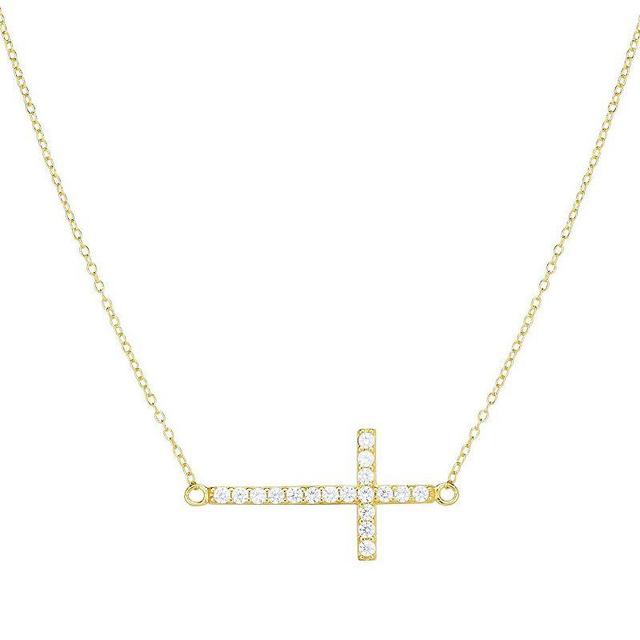 Sunkissed Sterling Cubic Zirconia Sideways Cross Pendant Necklace, Womens Multicolor Product Image