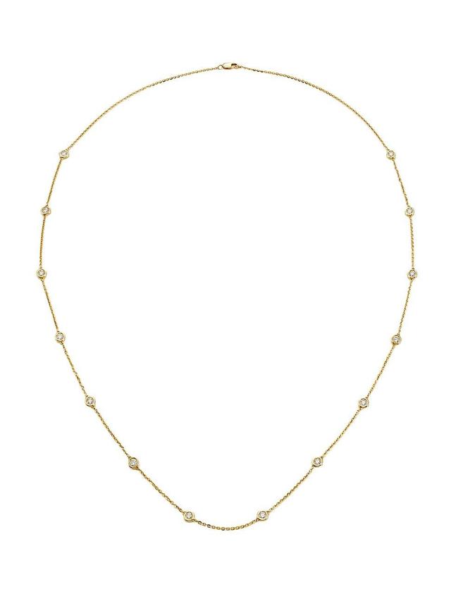 Womens 14K Gold & 1.40 TCW Diamond Long Station Necklace Product Image