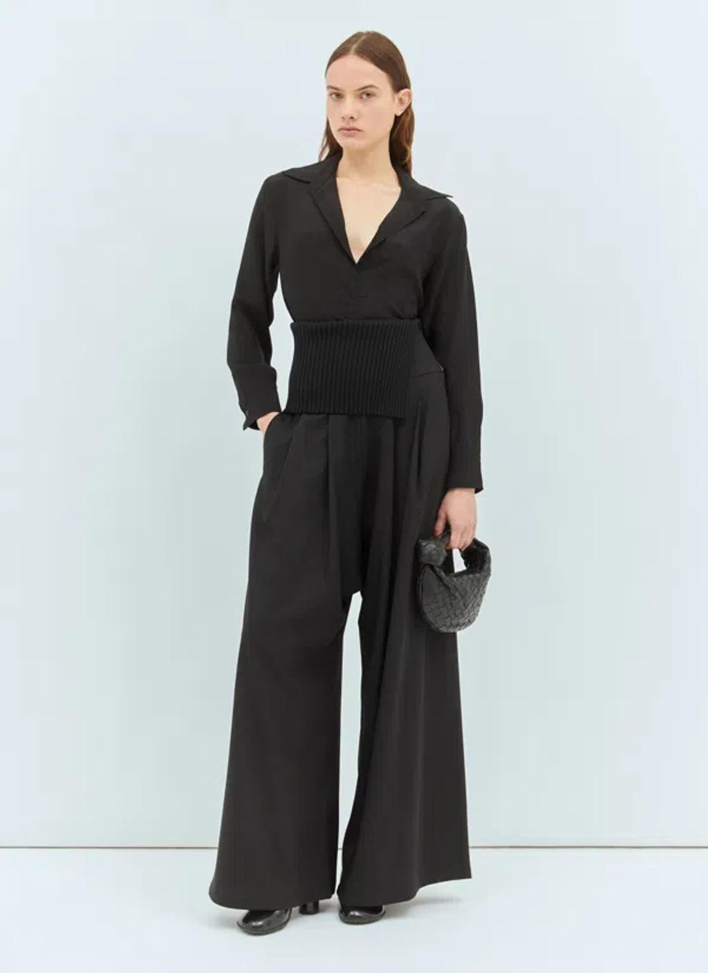 MAX MARA Women Long Stretch Wool Pants In Black Product Image