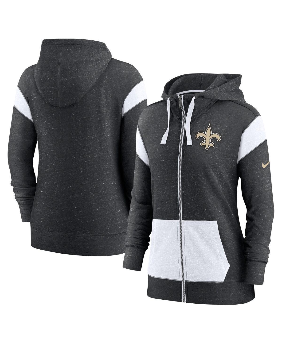 Womens Nike Heather Black/White New Orleans Saints Plus Size Monaco Full-Zip Lightweight Hoodie Product Image