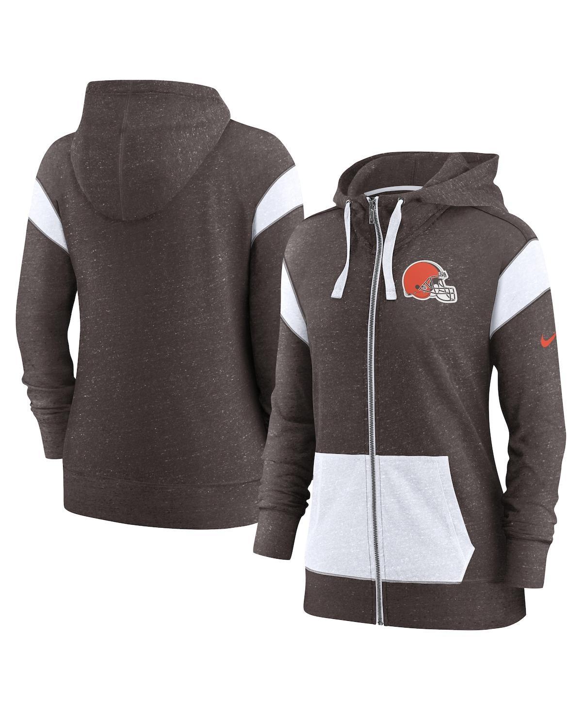 Womens Nike Heathered Brown and Heathered White Cleveland Browns Monaco Full-Zip Hoodie - Brown Product Image