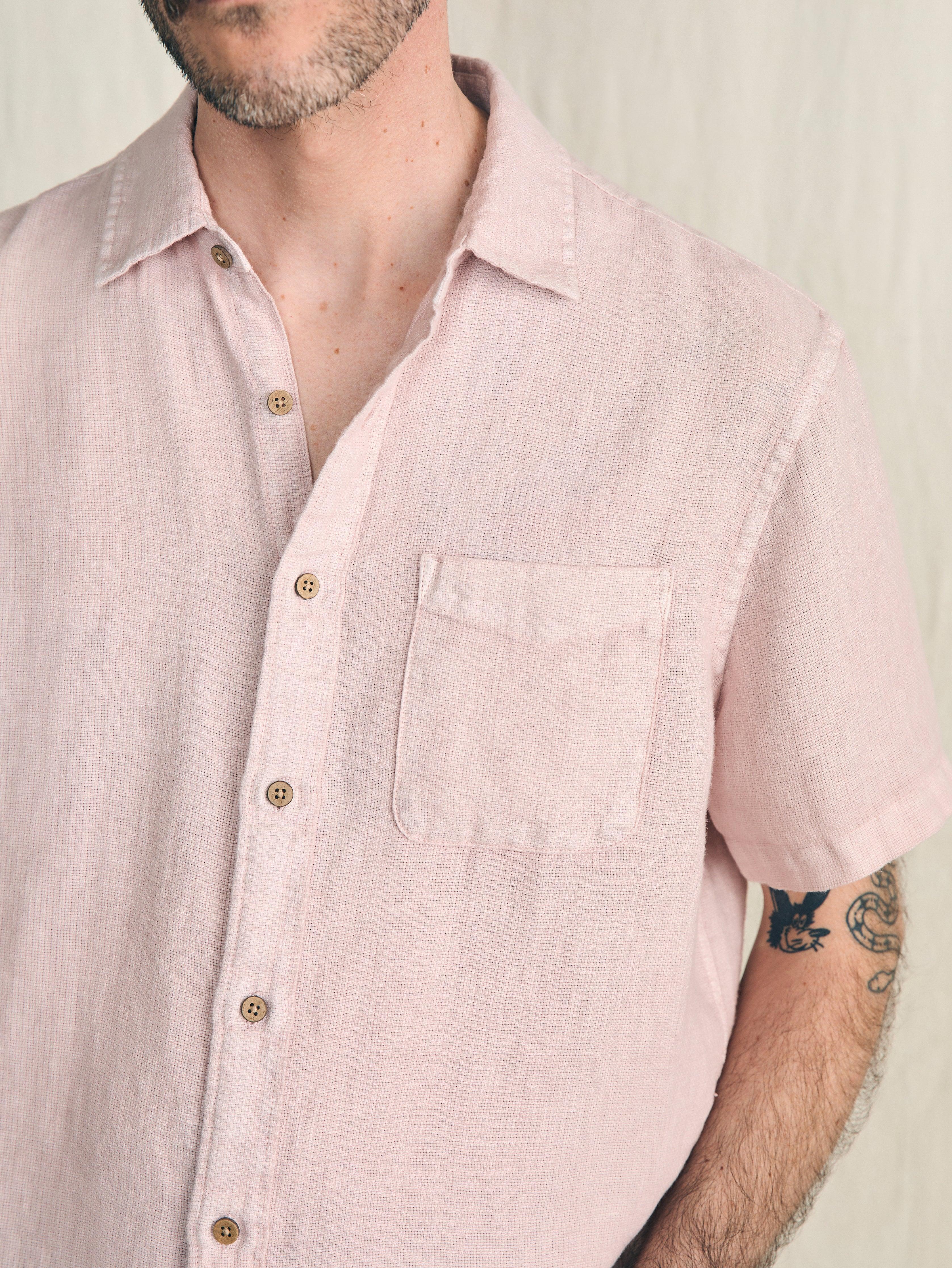 Short-Sleeve Palma Linen Shirt - Coastal Mauve Male Product Image