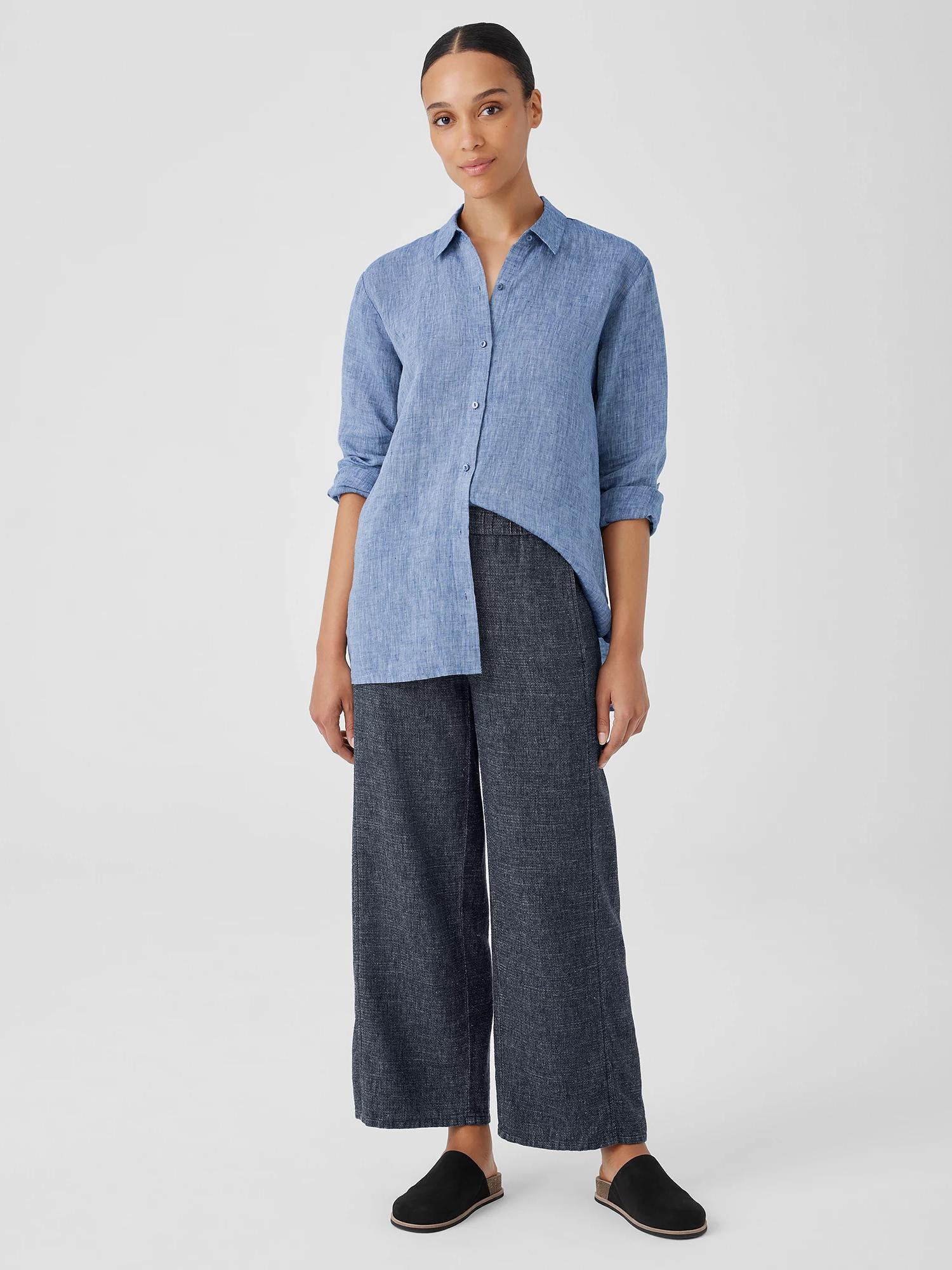 EILEEN FISHER Tweedy Hemp Cotton Wide-Leg Pantfemale Product Image