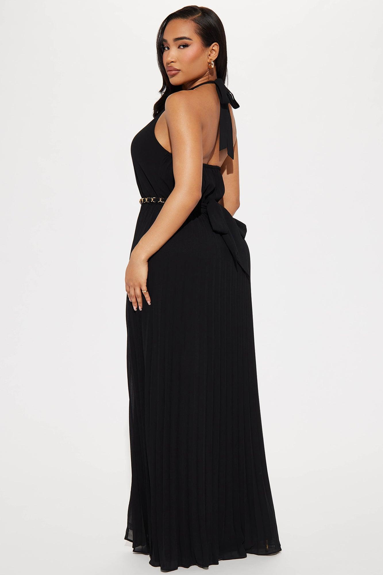 Hanna Pleated Maxi Dress - Black Product Image