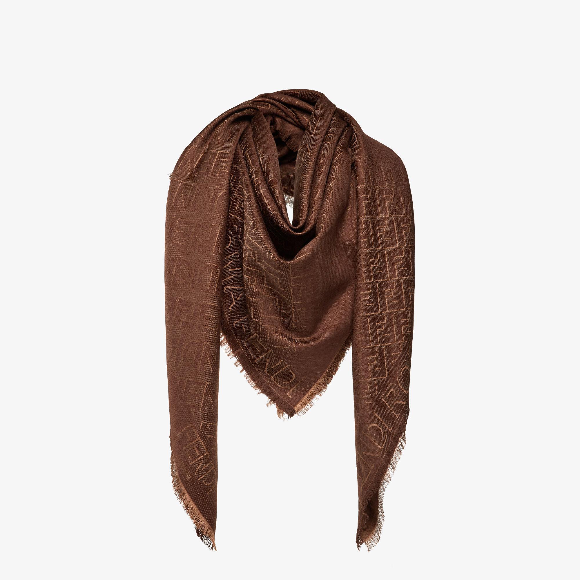 Fendi ShawlBrown silk and wool shawl Product Image