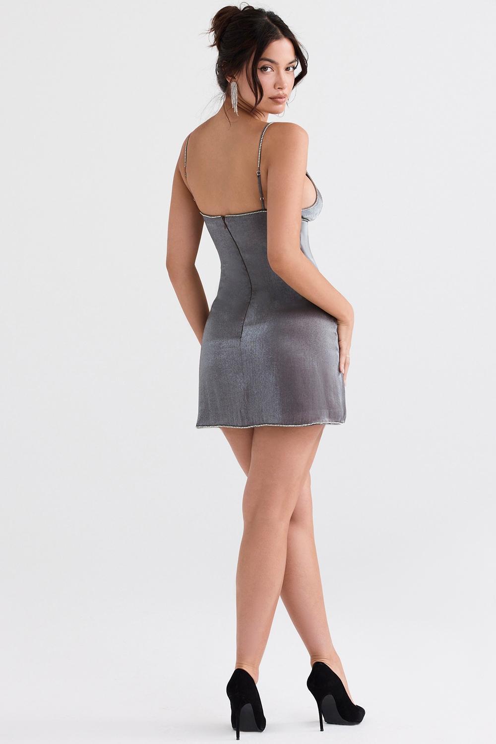 Maisie Graphite Iridescent Mini Dress Product Image