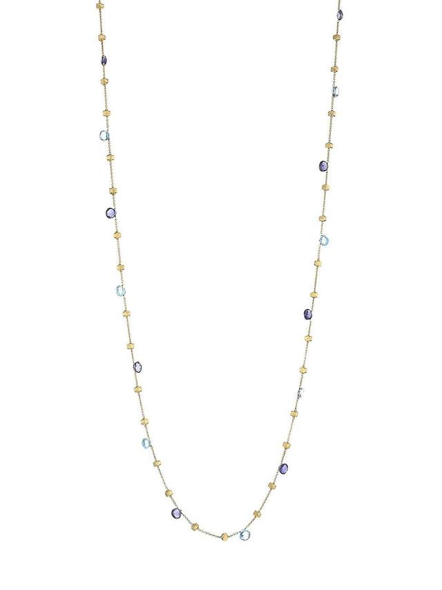 Womens Paradise Blue 18K Yellow Gold, Blue Topaz & Iolite Long Station Necklace Product Image