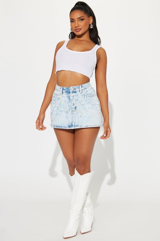 Switching Up Frayed Denim Micro Mini Skirt - Light Wash Product Image