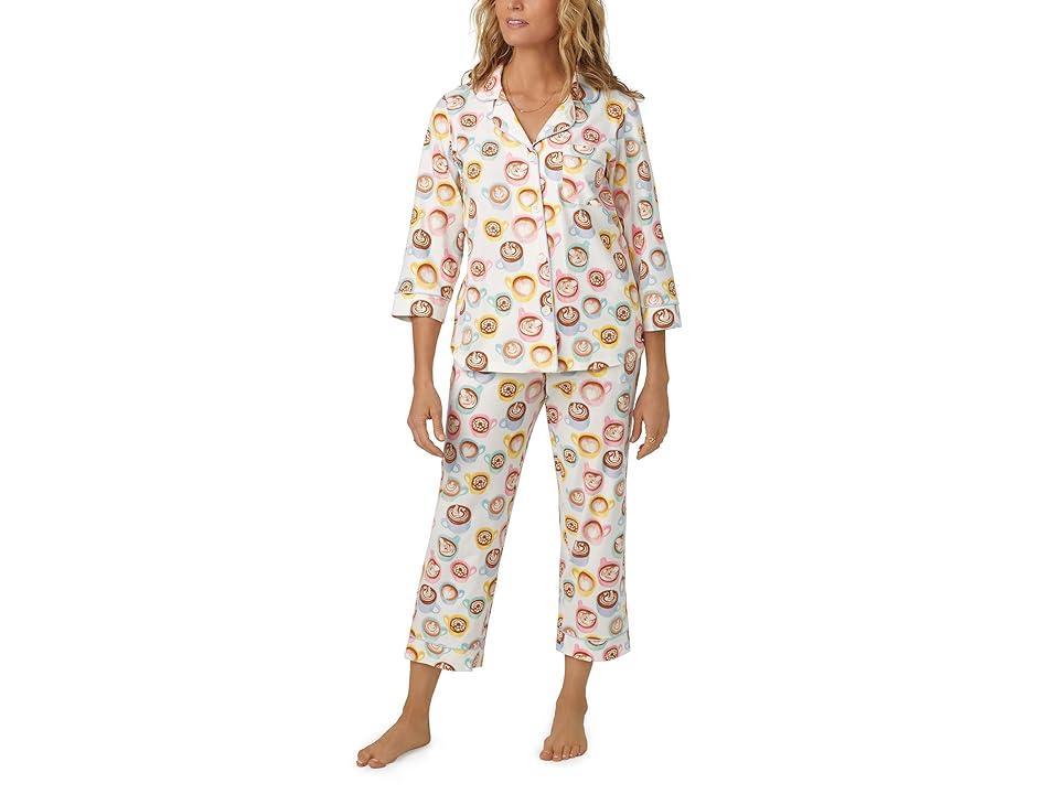 Bedhead PJs Three Quarter Sleeve Cropped PJ Set (Lots Of Latte) Women's Pajama Sets Product Image