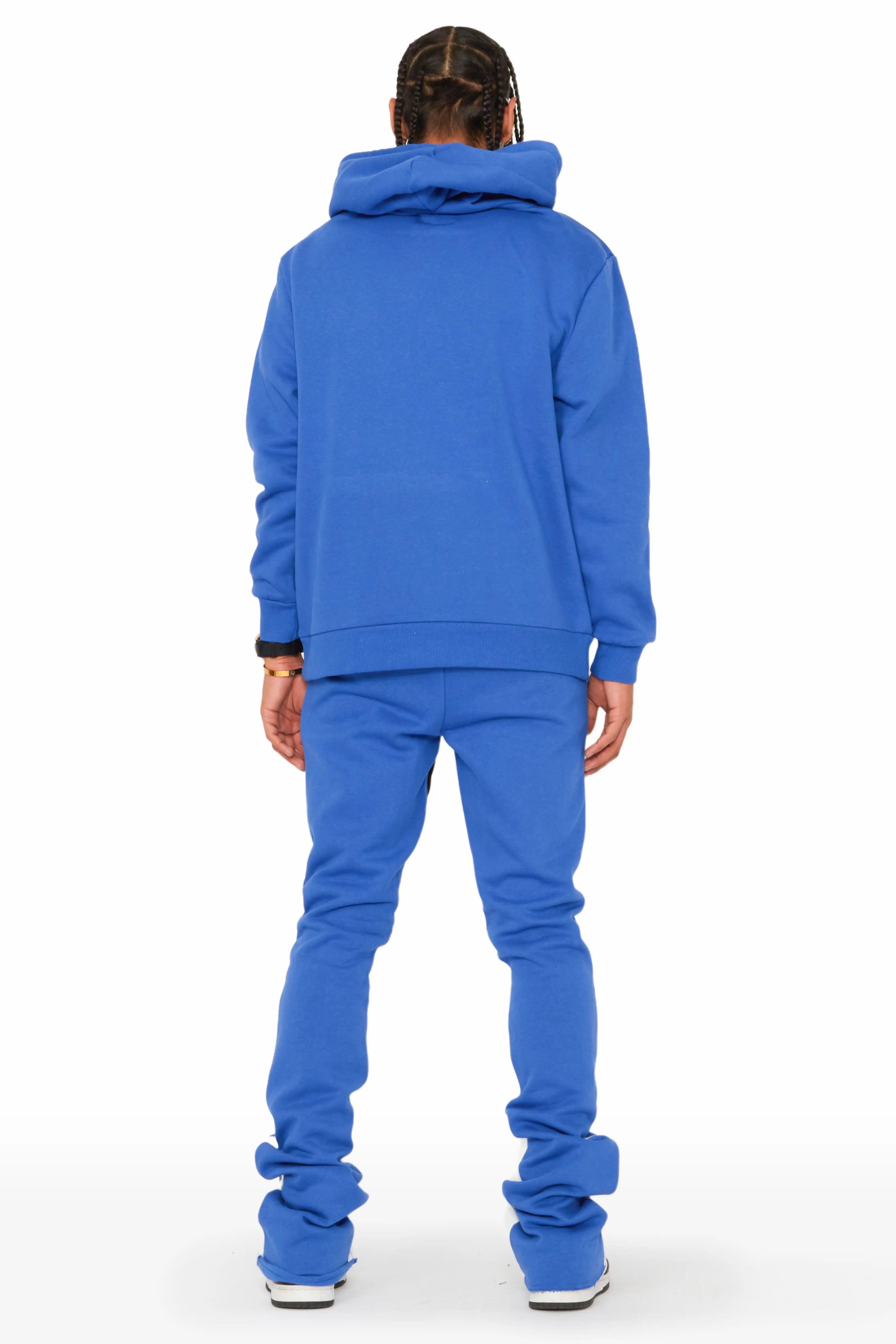 Jaco Royal Blue Hoodie Stacked Flare Pant Track Set Male Product Image