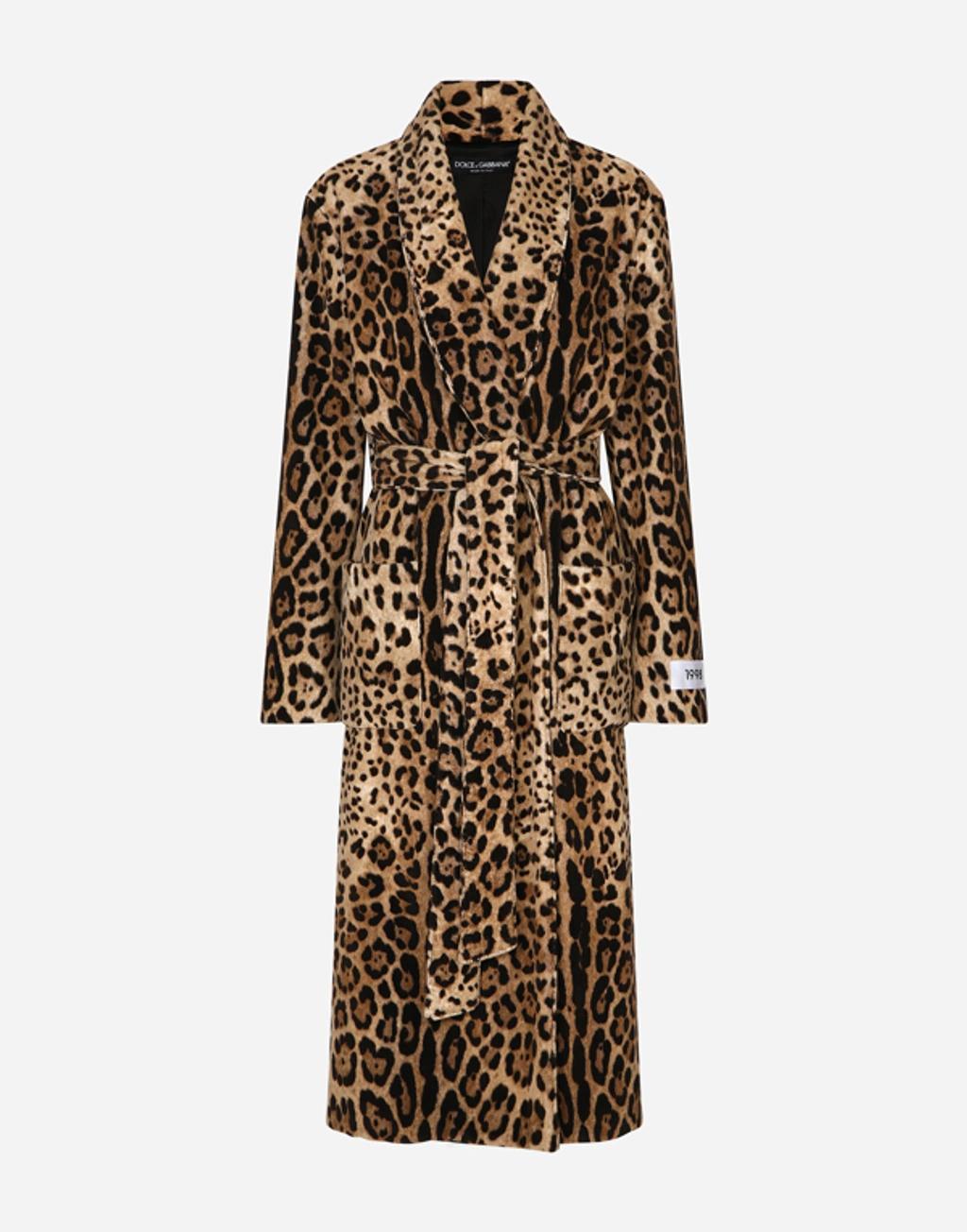 Leopard-print Belted Terry Cloth Coat In Leo_new Product Image