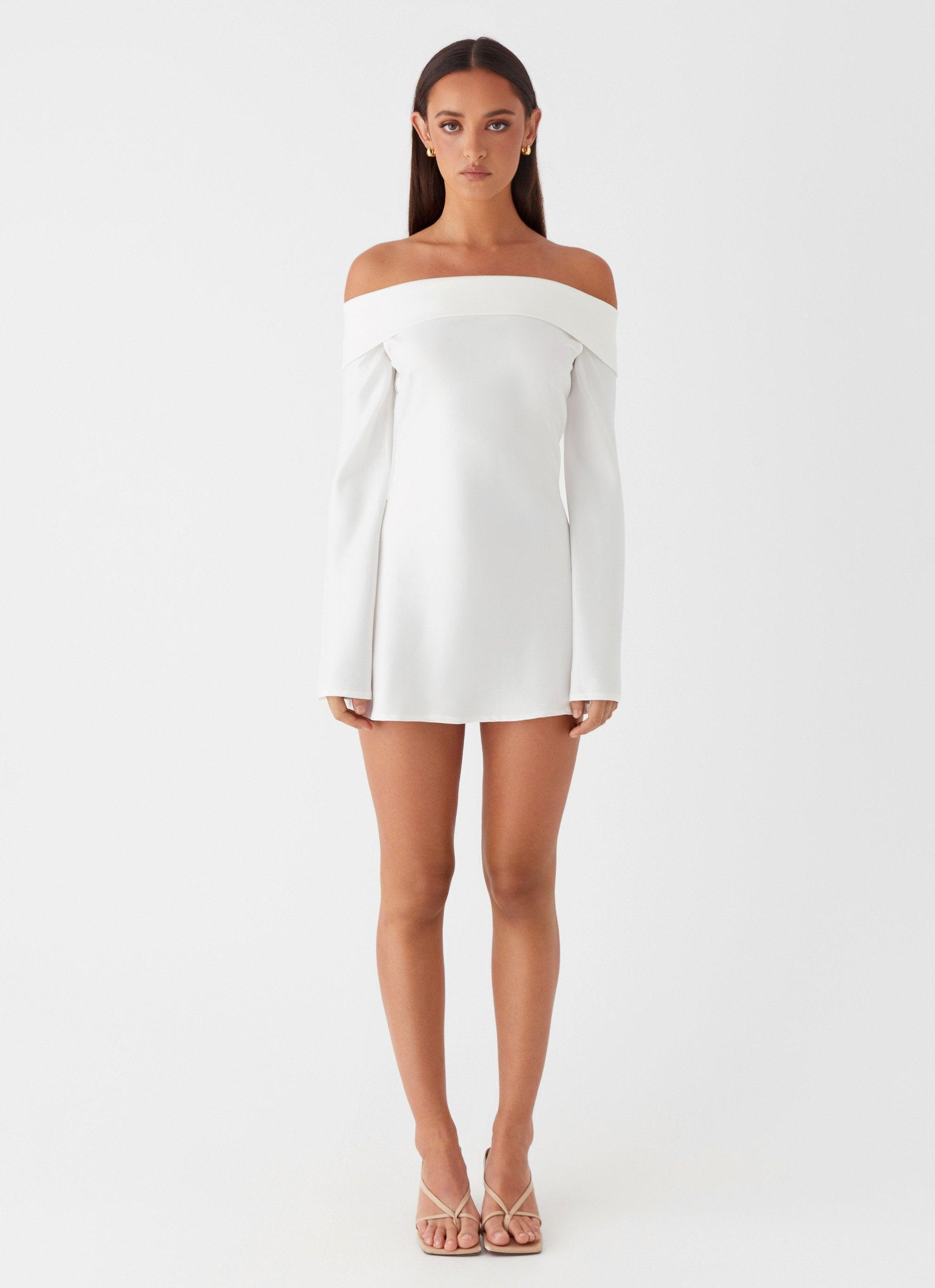 Lumina Long Sleeve Mini Dress - White Product Image