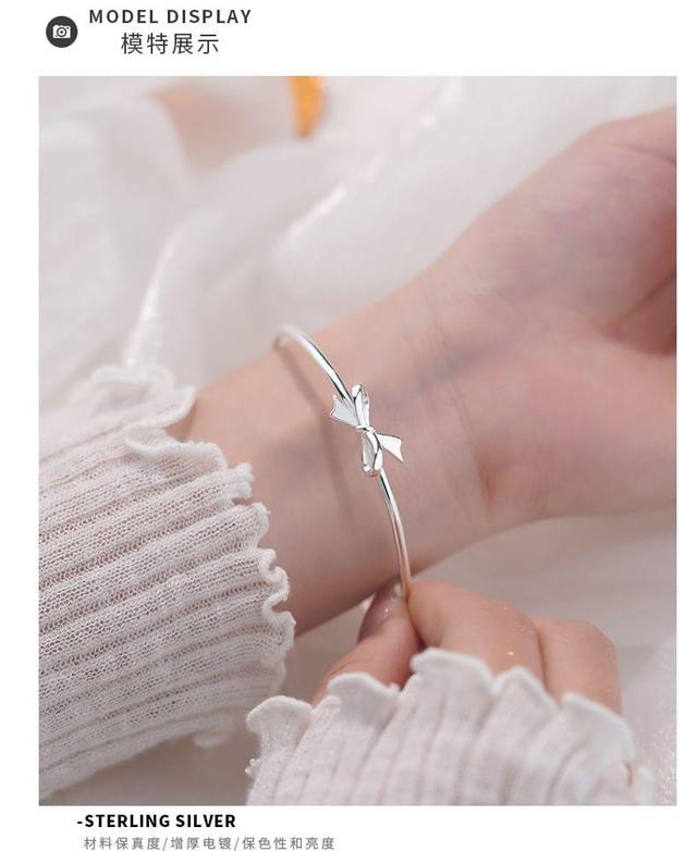 999 Sterling Silver Bow Open Bangle Product Image