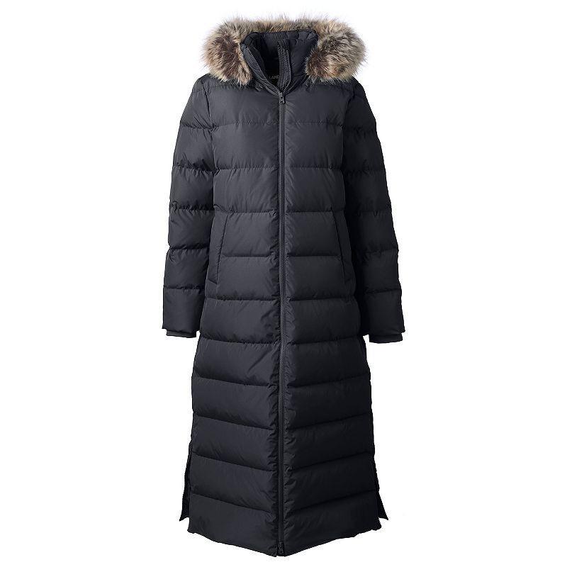 Womens Lands End Faux-Fur Hood Quilted Long Down Winter Coat Product Image