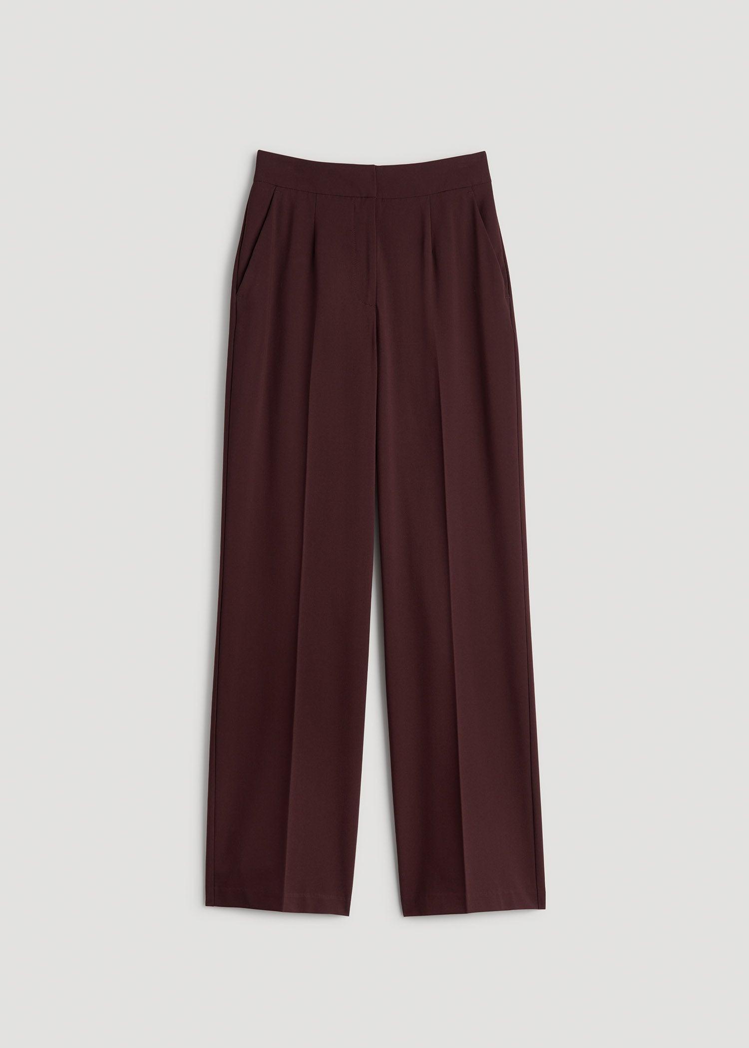 Flat Front Wide Leg Dress Pants for Tall Women in Oxblood Female Product Image