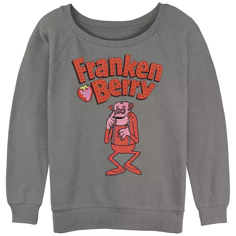 Juniors Franken Berry Logo Slouchy Terry Graphic Pullover, Womens Gray Grey Product Image