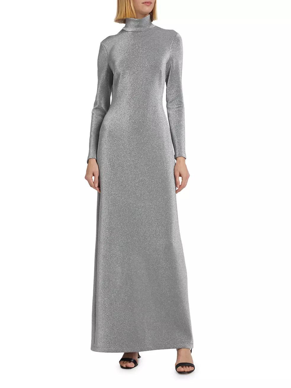 Metallic Lurex Turtleneck Maxi Dress Product Image