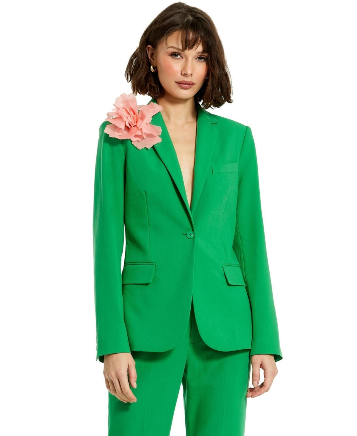 Womens Crepe Floral Appliqu Blazer Product Image