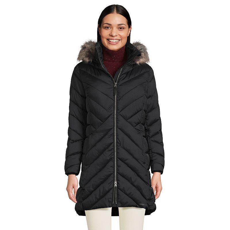 Womens Lands End Insulated Plush Lined Winter Coat Green Product Image