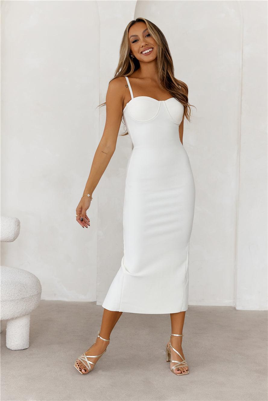 HELLO MOLLY Penthouse Party Bandage Midi Dress White Product Image