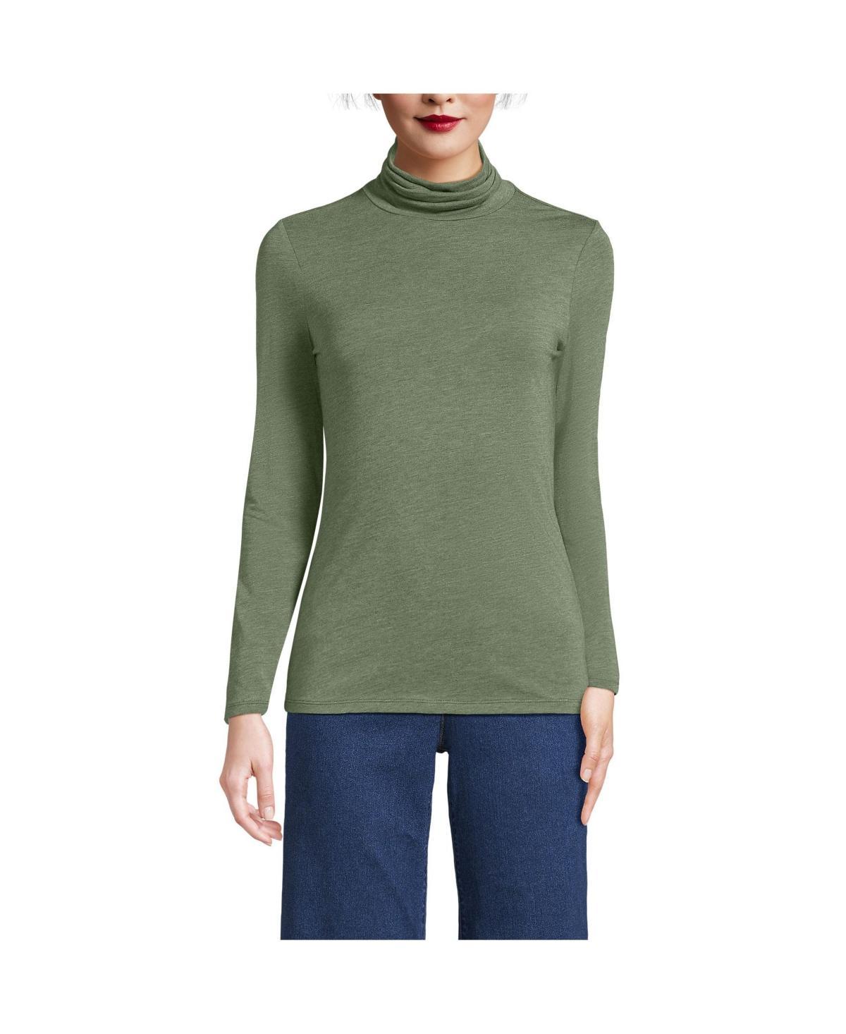 Lands End Womens Lightweight Jersey Skimming Long Sleeve Turtleneck Product Image