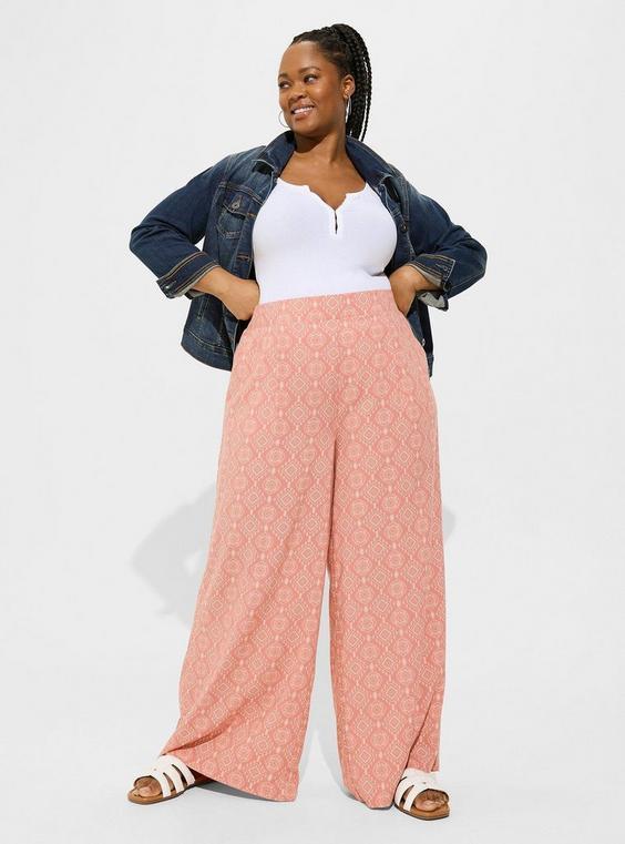 Wide-Leg Pull On Wide Leg Washable Challis Pant Product Image