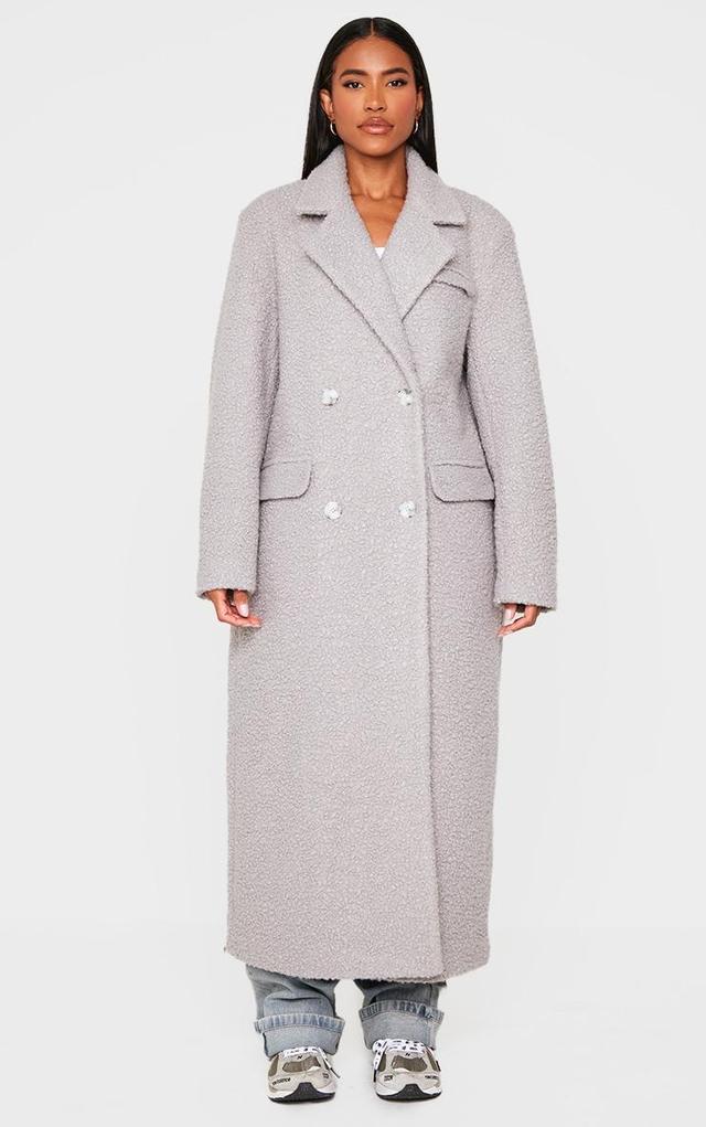 Light Grey Wool Look Maxi Coat Product Image