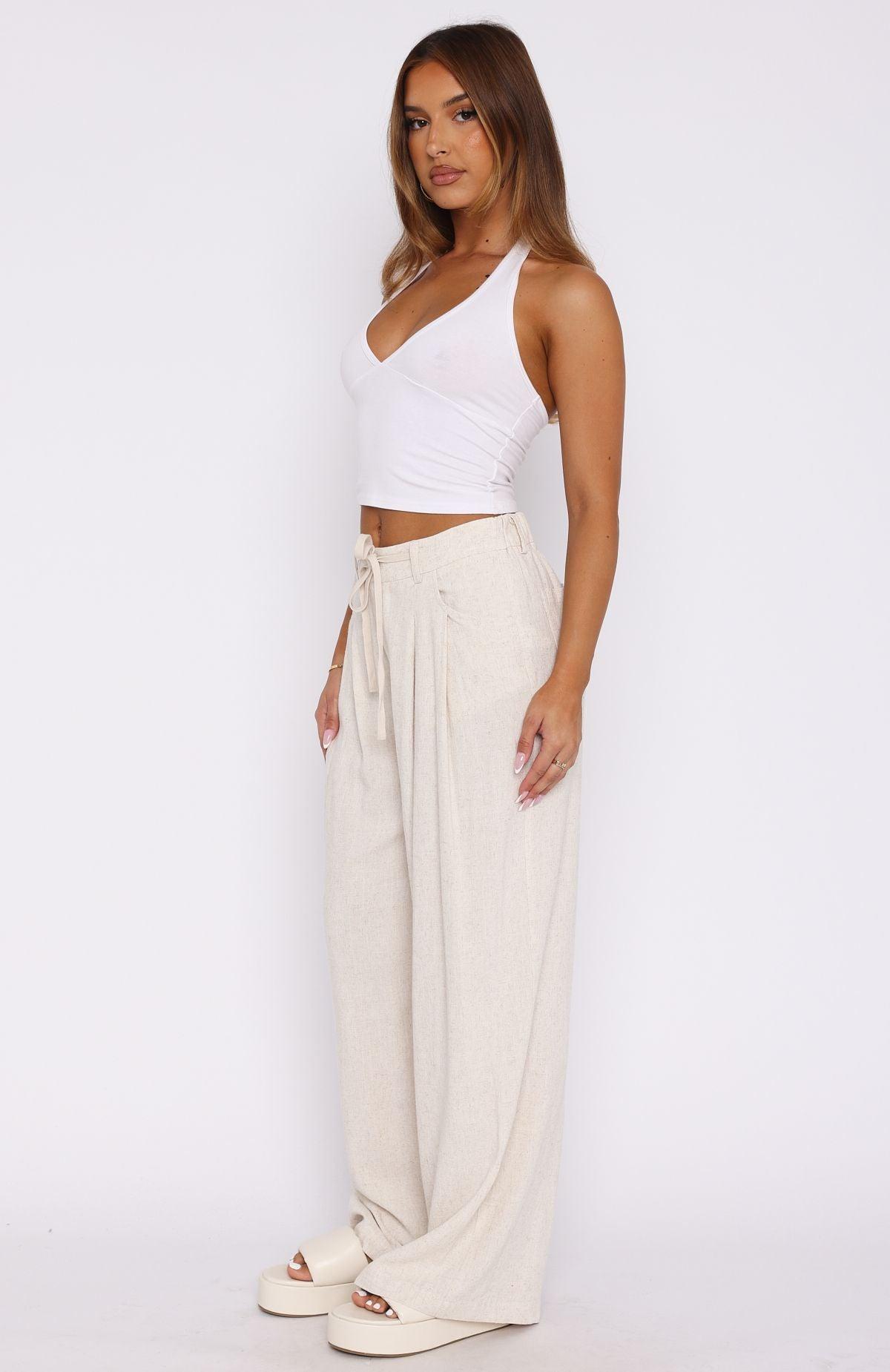 Hiding Out Wide Leg Pants Oat Product Image