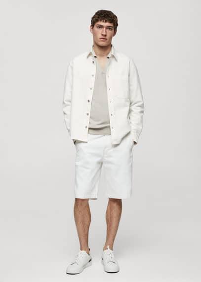 MANGO MAN - Regular-fit overshirt with pocket off whiteMen Product Image