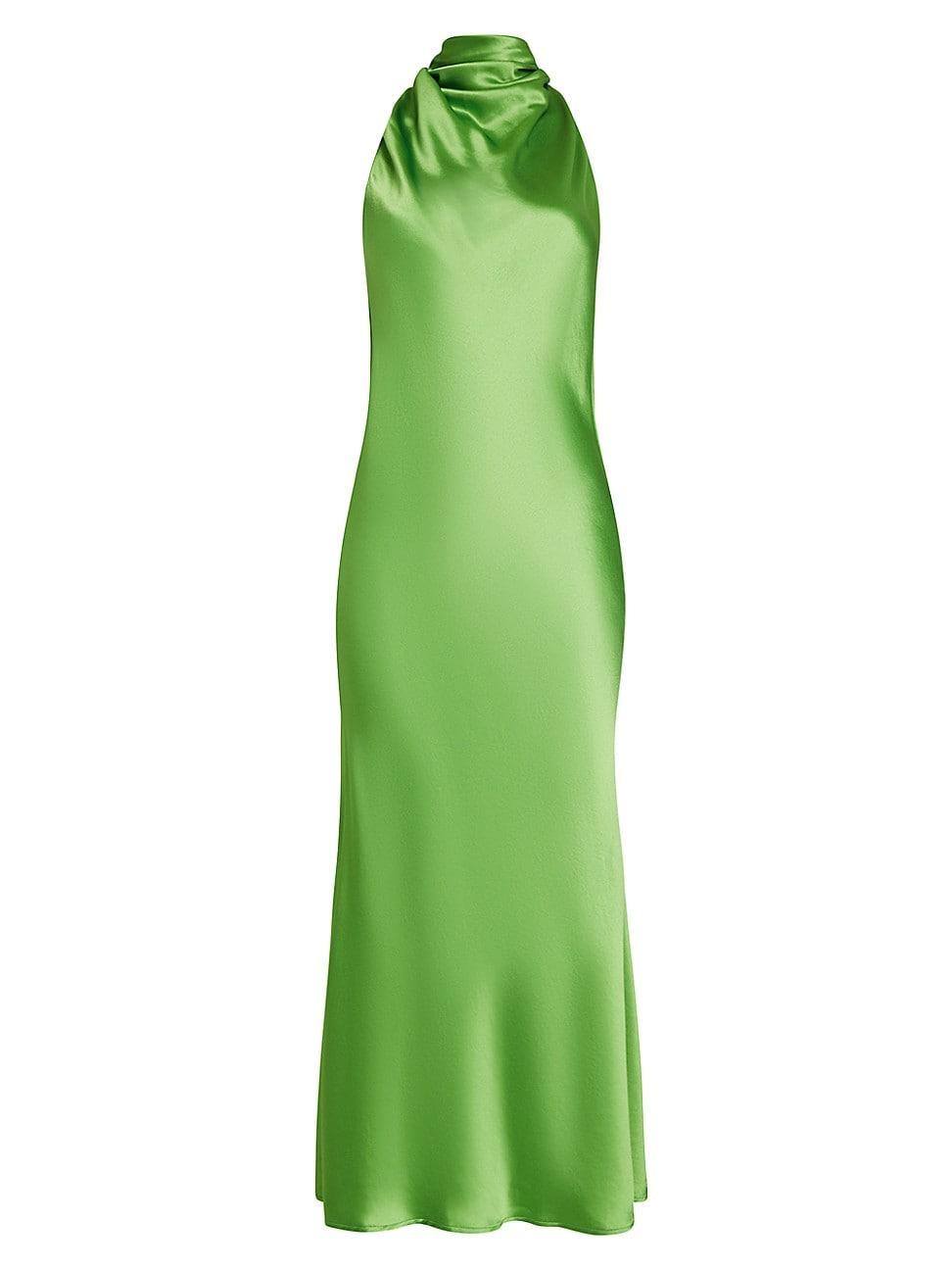 Womens Penella Satin Halter Maxi Dress Product Image