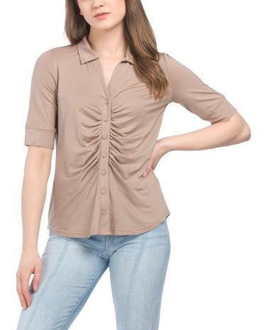 Jersey Ruched Front Top for Women Product Image