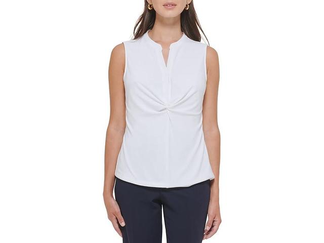 Tommy Hilfiger Sleeveless Twist Front Knit (Ivory) Women's Blouse Product Image