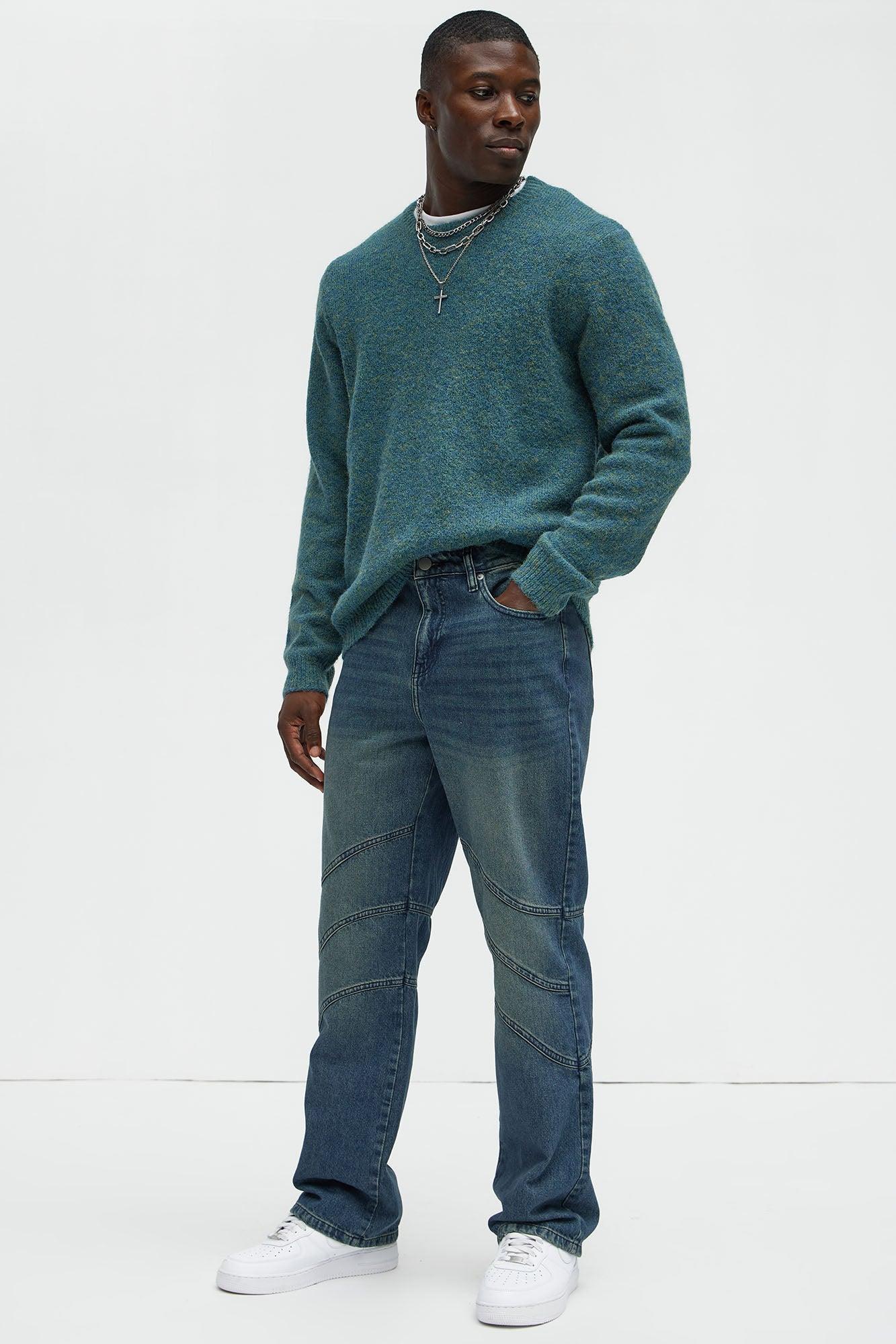 Taj Paneled Straight Jeans - Dark Wash Product Image