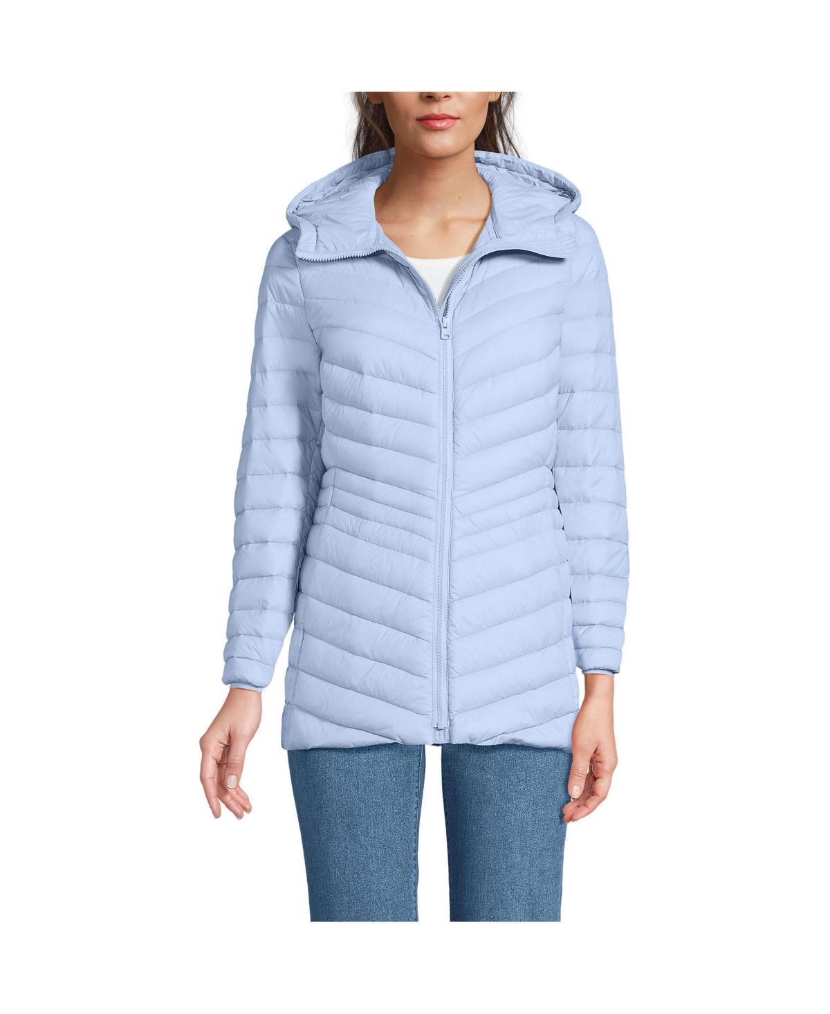 Womens Lands End Hooded Down Wanderweight Ultralight Packable Jacket Product Image