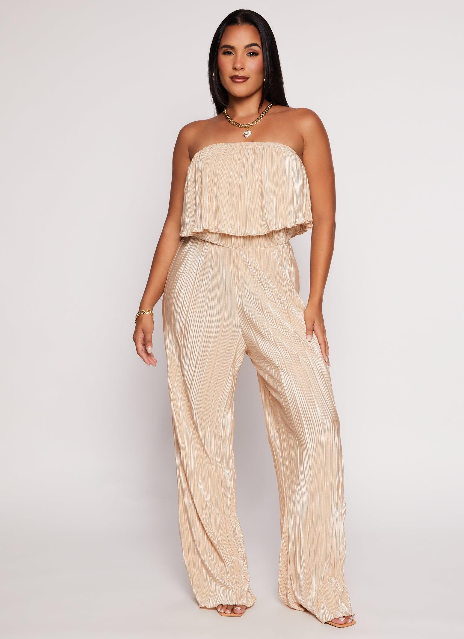 Womens Almost Famous Plisse Flounce Jumpsuit Product Image